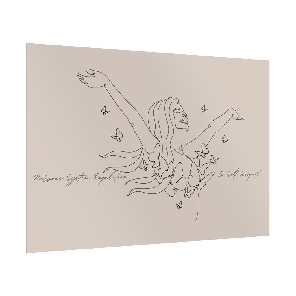 Line Art Woman with Butterflies Rolled Poster | Minimal Feminine Wall Art
