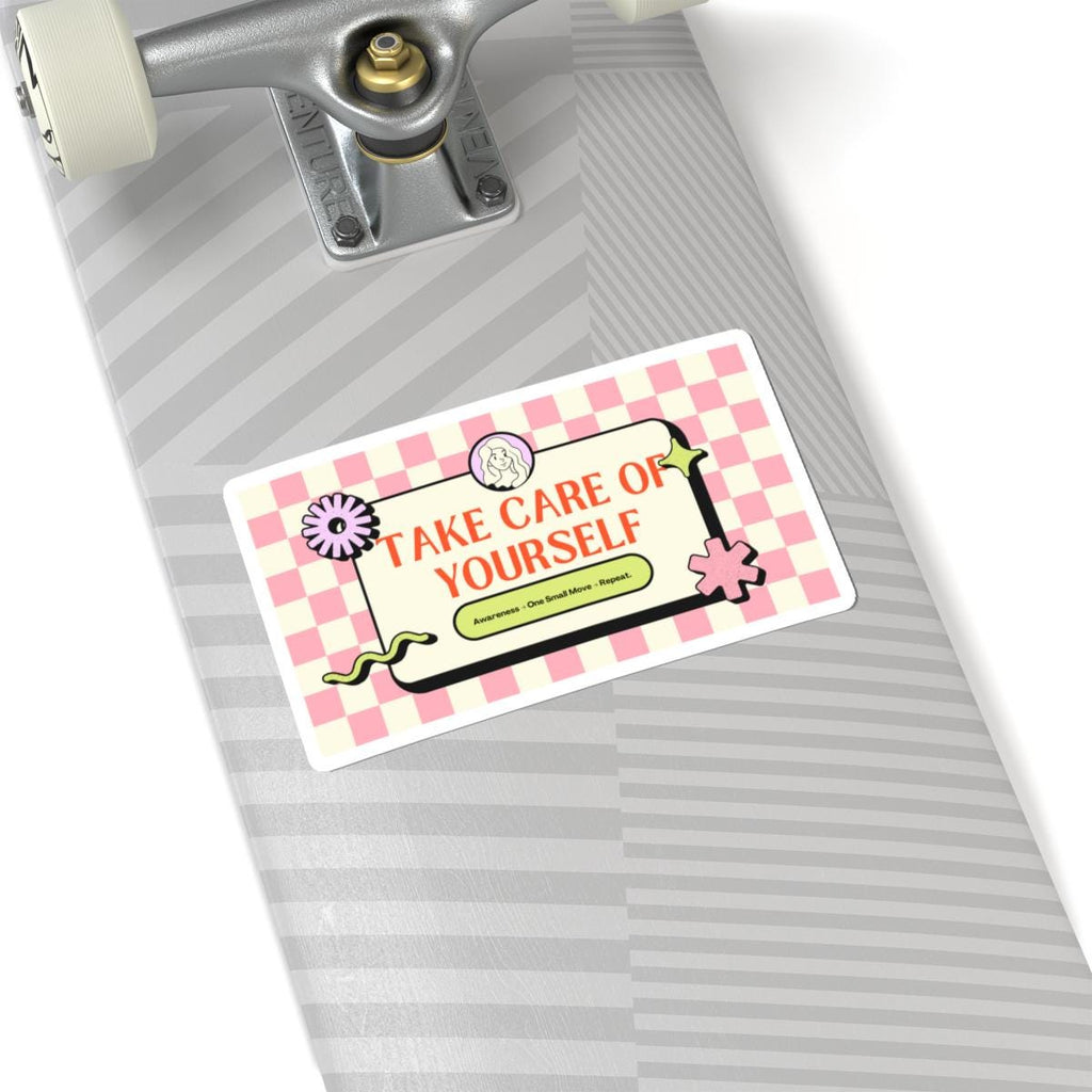 Take Care of Yourself Sticker | Self-Care Checkerboard Kiss-Cut Sticker