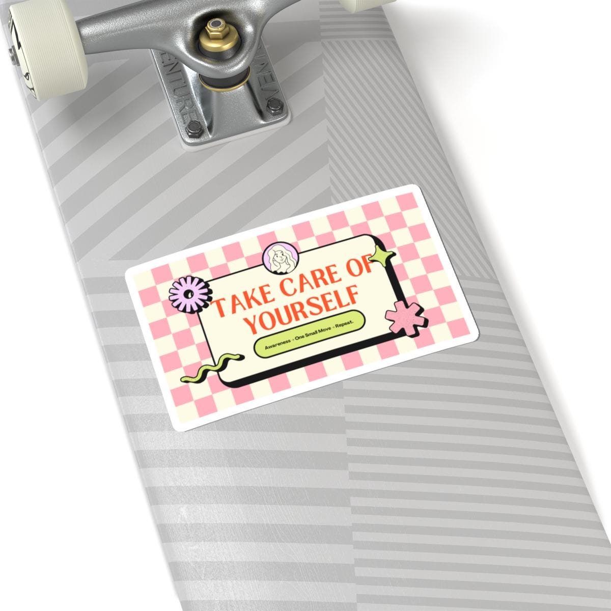 Take Care of Yourself Sticker | Self-Care Checkerboard Kiss-Cut Sticker