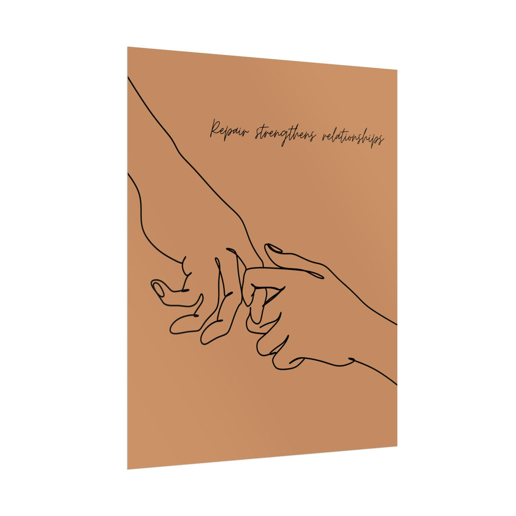 Repair Strengthens Relationships Poster | Line Art Hands Minimalist Wall Art