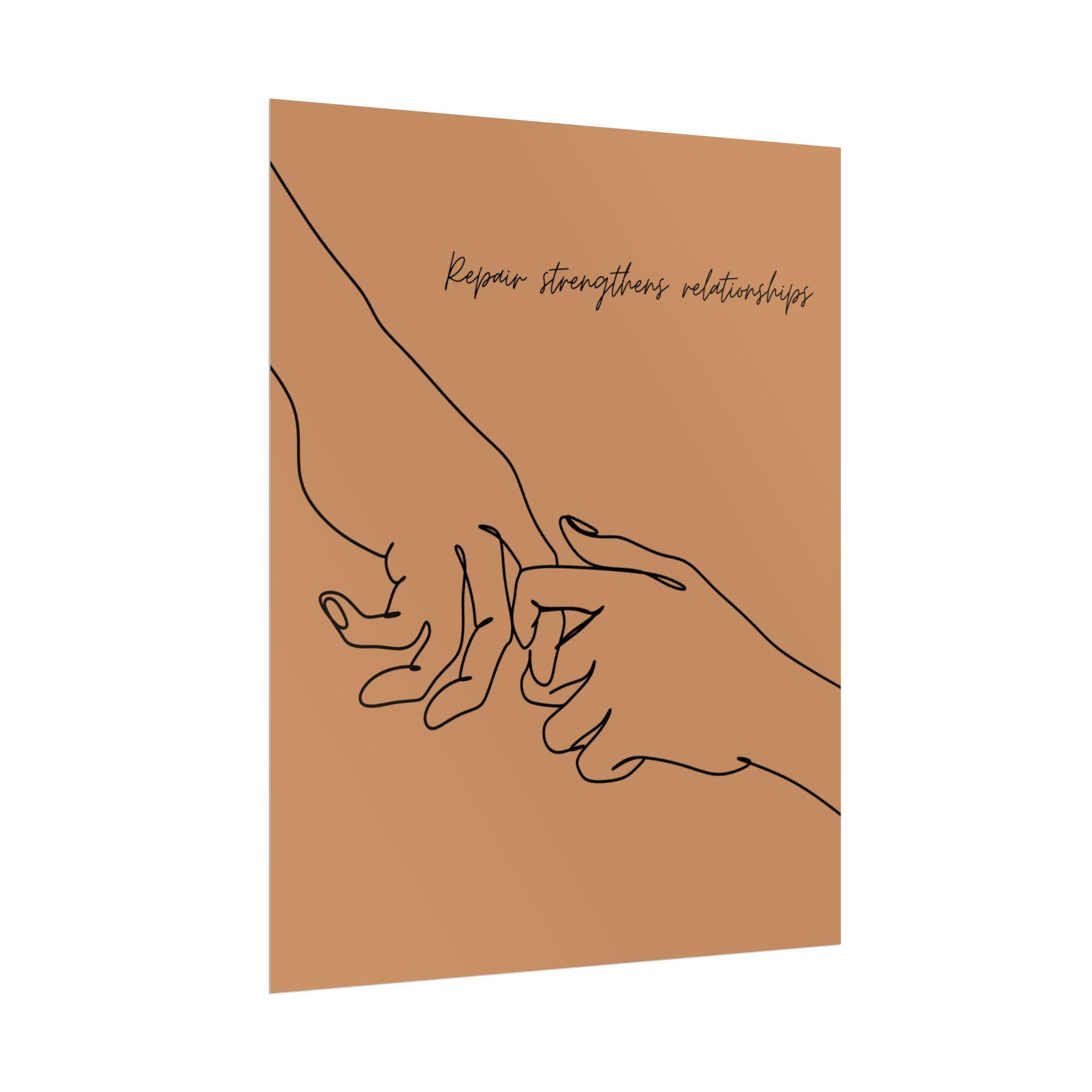 Repair Strengthens Relationships Poster | Line Art Hands Minimalist Wall Art