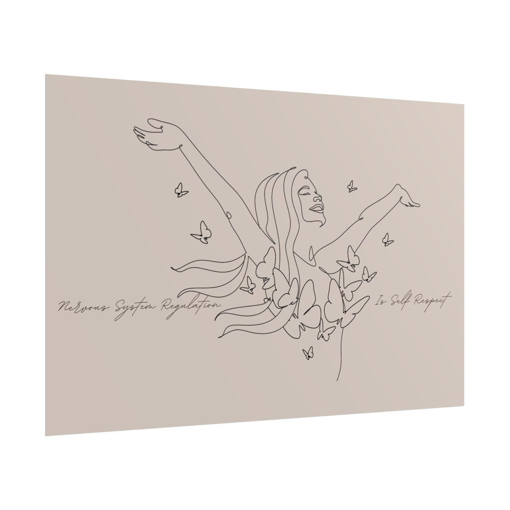 Line Art Woman with Butterflies Rolled Poster | Minimal Feminine Wall Art