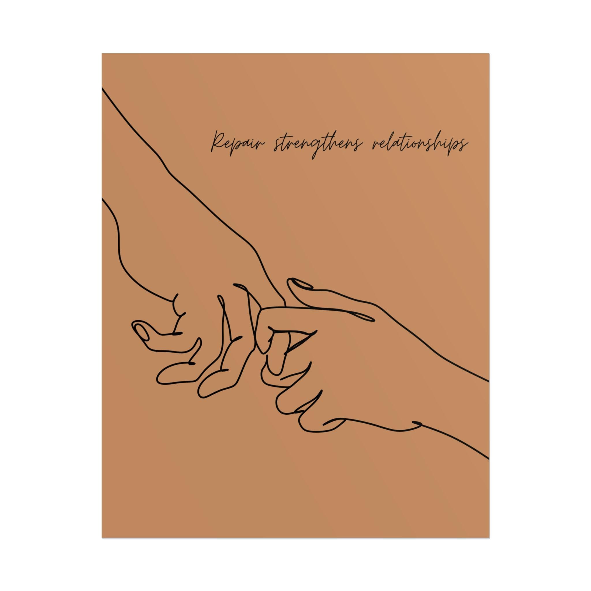Repair Strengthens Relationships Poster | Line Art Hands Minimalist Wall Art