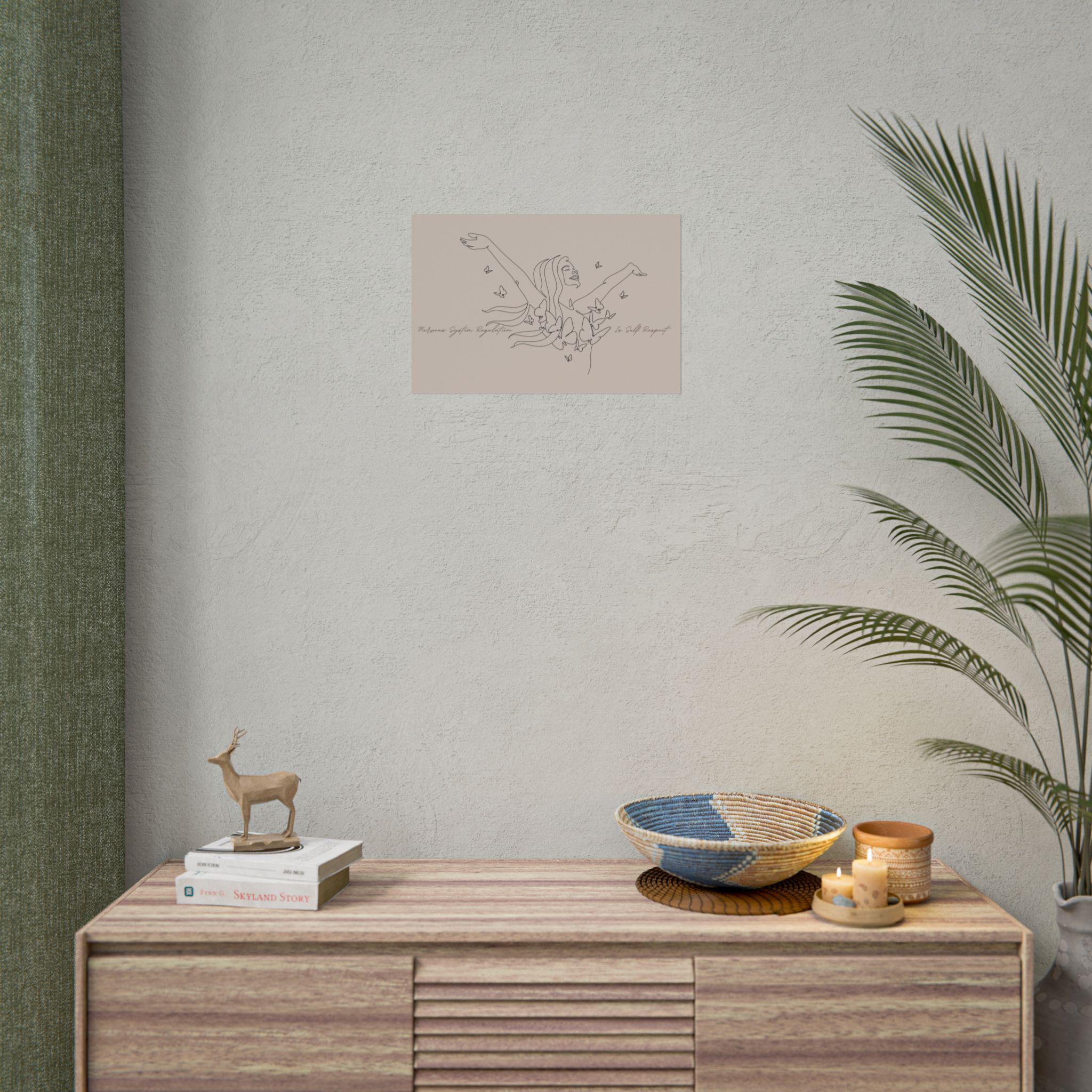 Line Art Woman with Butterflies Rolled Poster | Minimal Feminine Wall Art