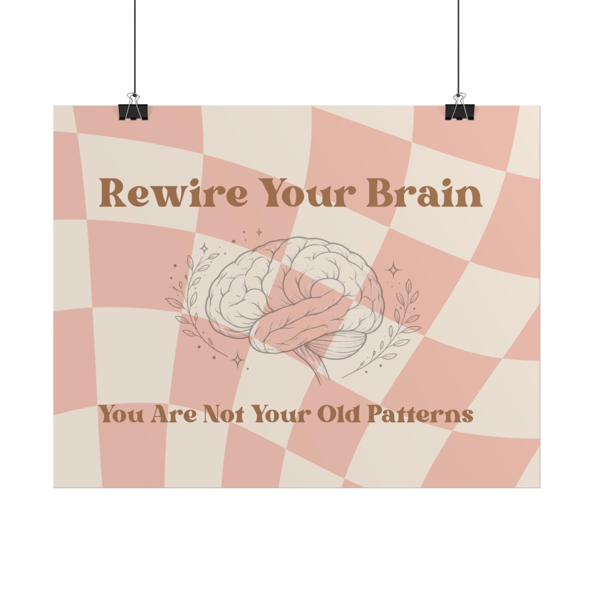 Rewire Your Brain Rolled Poster | Motivational Mental Health Wall Art