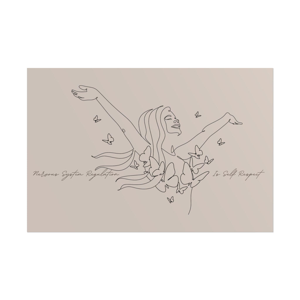 Line Art Woman with Butterflies Rolled Poster | Minimal Feminine Wall Art