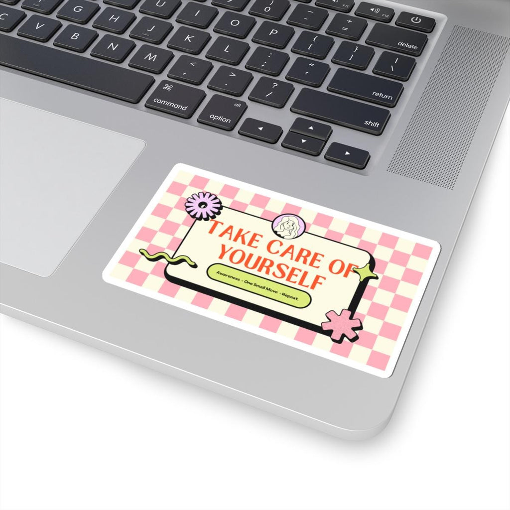 Take Care of Yourself Sticker | Self-Care Checkerboard Kiss-Cut Sticker