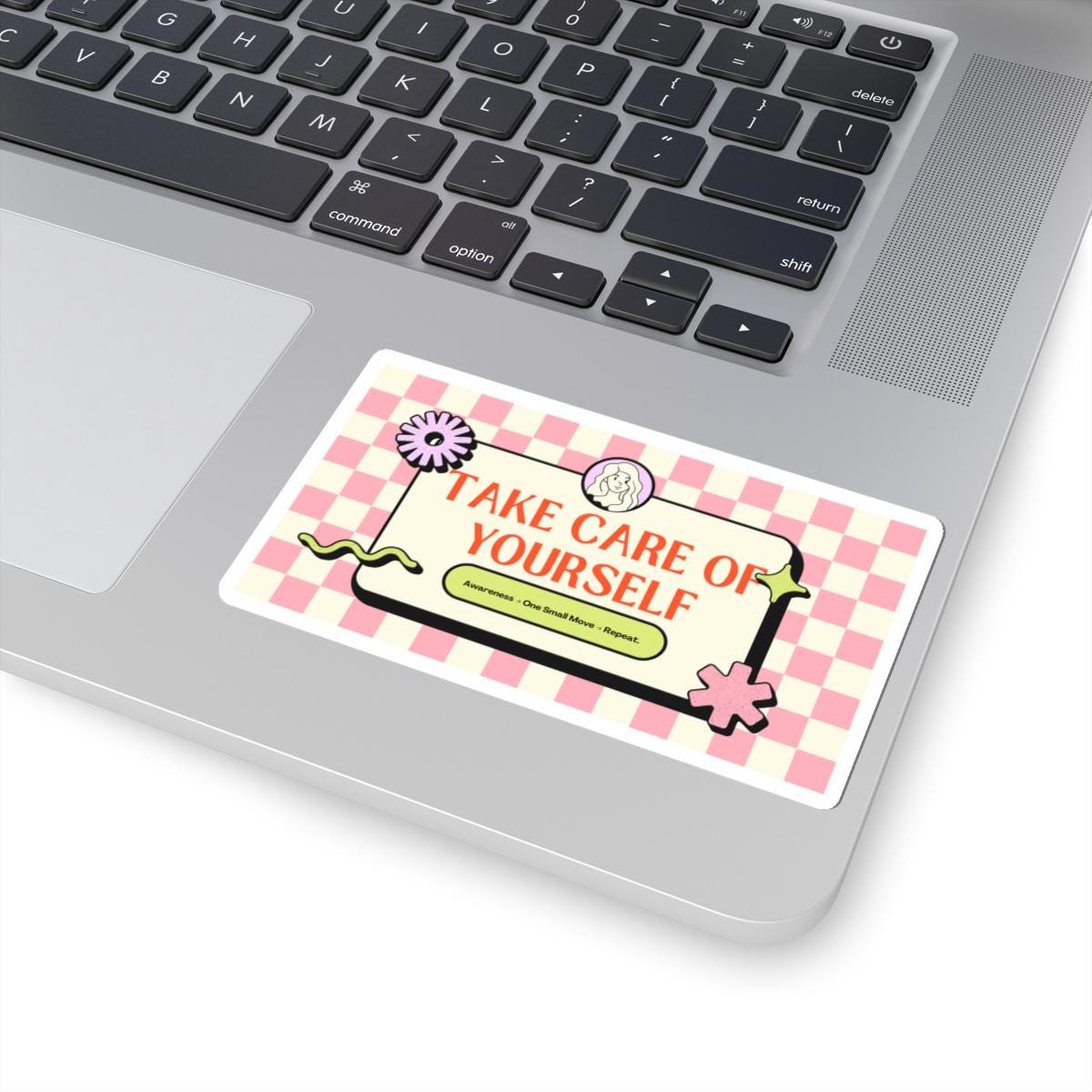 Take Care of Yourself Sticker | Self-Care Checkerboard Kiss-Cut Sticker