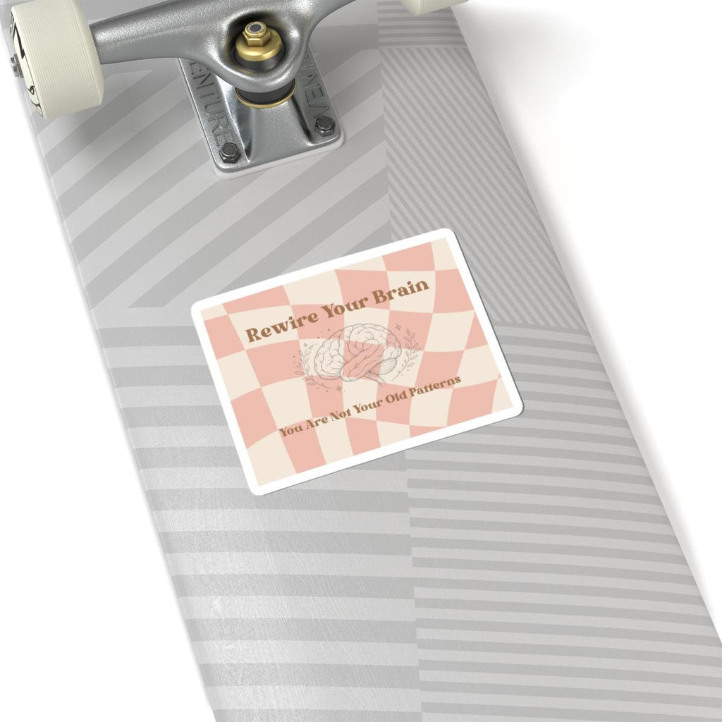 Rewire Your Brain Vinyl Sticker: Motivational Quote, Brain Art (Kiss-Cut)