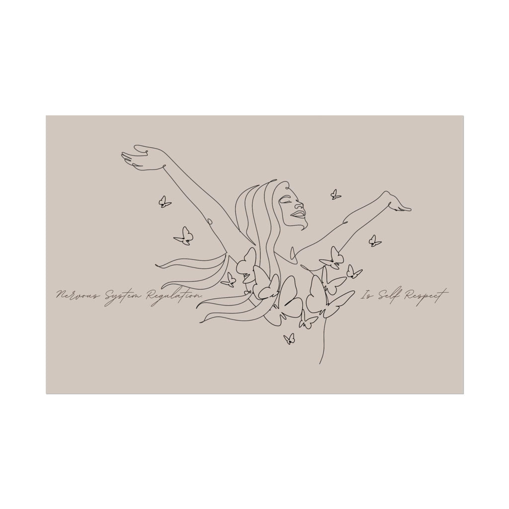 Line Art Woman with Butterflies Rolled Poster | Minimal Feminine Wall Art