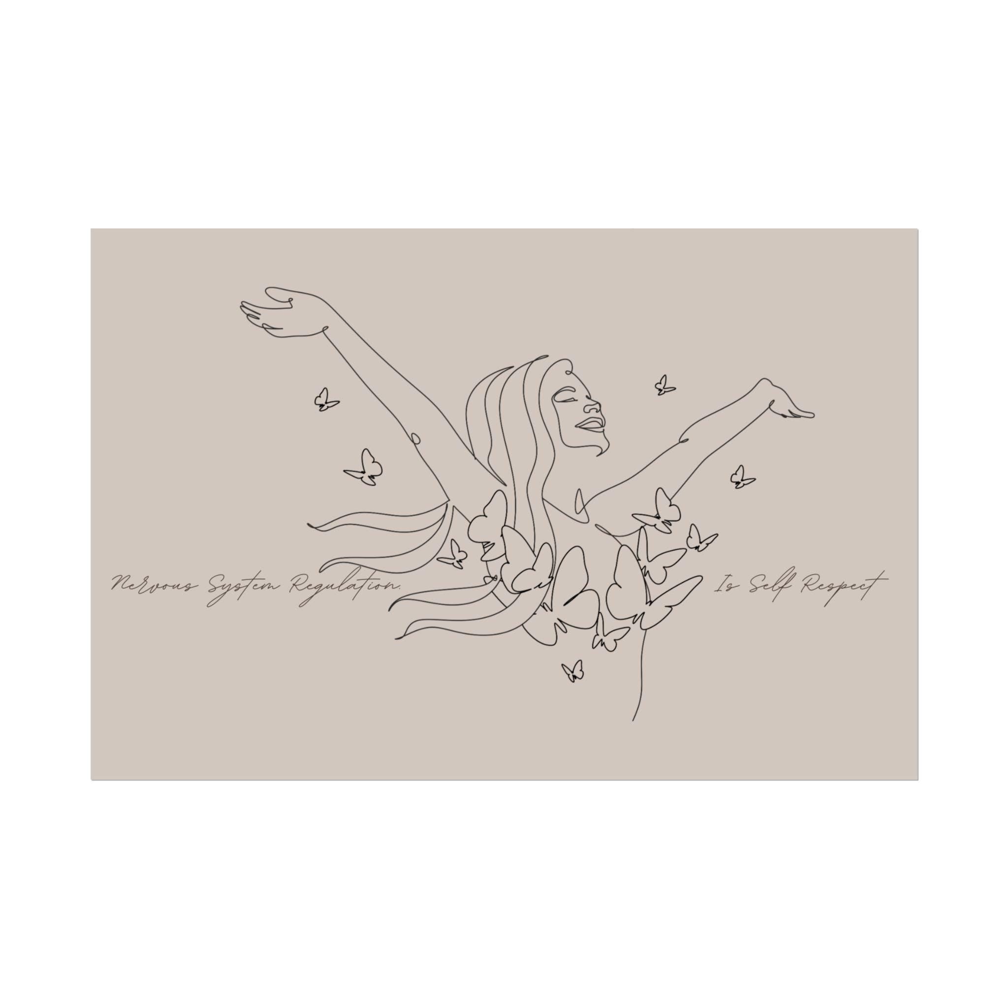Line Art Woman with Butterflies Rolled Poster | Minimal Feminine Wall Art