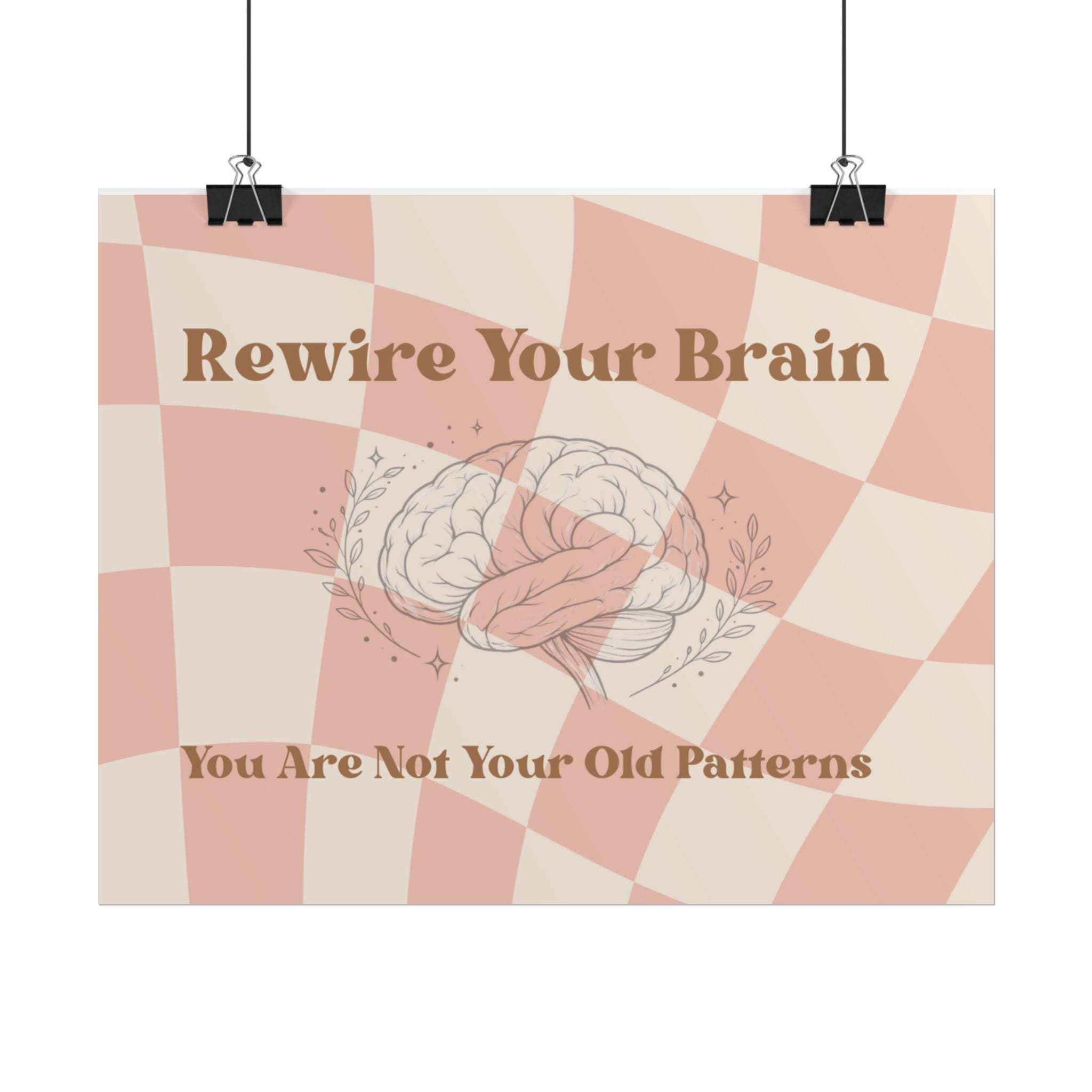 Rewire Your Brain Rolled Poster | Motivational Mental Health Wall Art